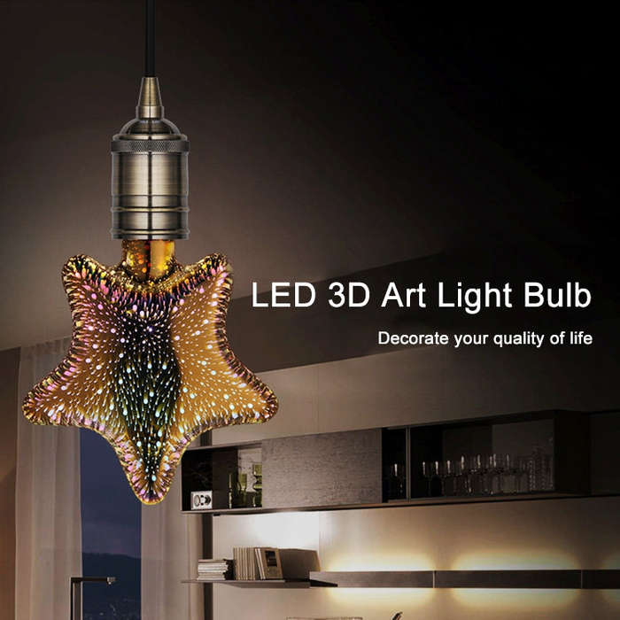 2700K 48 LEDs SMD 2835 Vintage Atmosphere Decoration Art Lamp, AC 85-265V, Star Shape