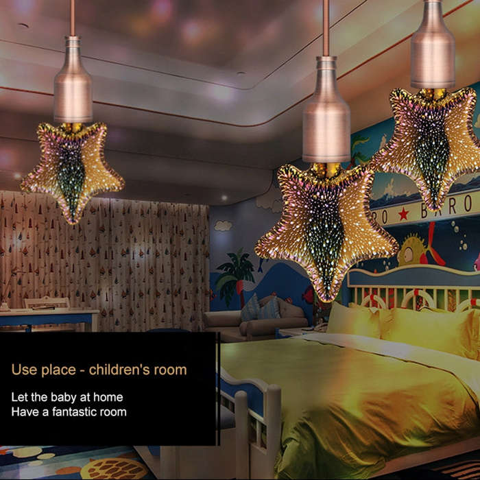 2700K 48 LEDs SMD 2835 Vintage Atmosphere Decoration Art Lamp, AC 85-265V, Star Shape