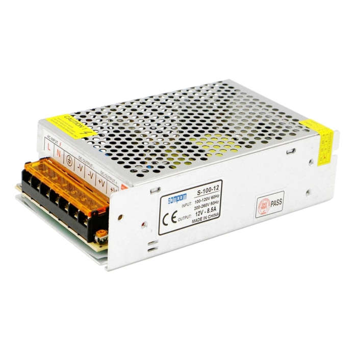 SOMPOM S-100-12 100W 12V 8.5A Iron Shell Driver LED Light Strip Lighting Monitor Power Supply, 10...