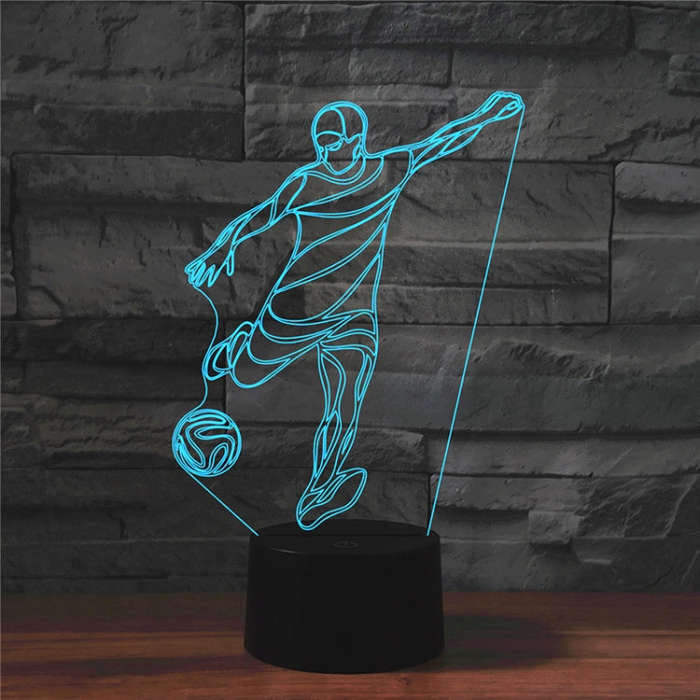 Playing Football Shape 3D Colorful LED Vision Light Table Lamp, USB & Battery Version, USB & Batt...