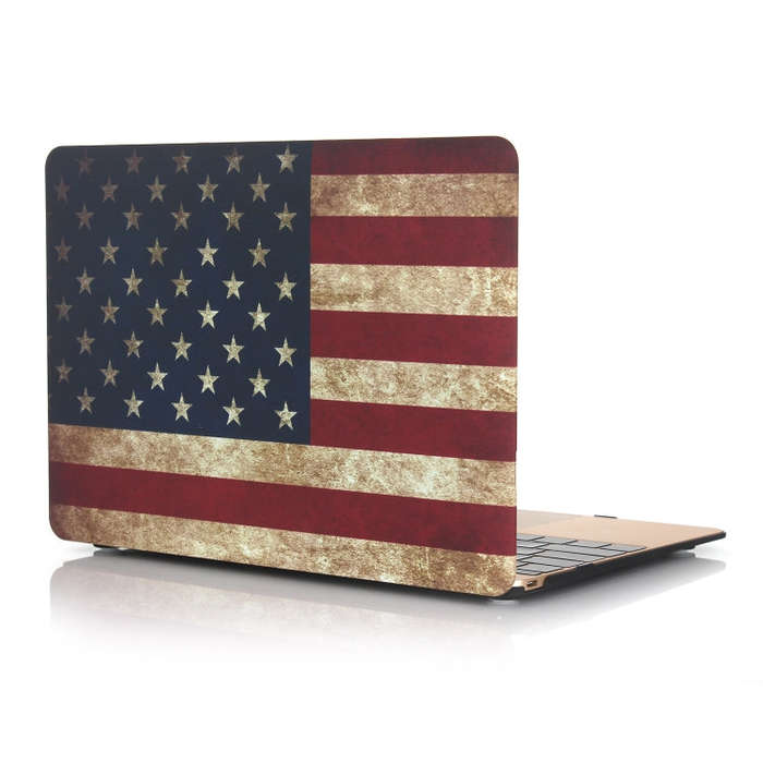 For MacBook Air 13.3 inch A1932 2018 / A2179 American Flag Laptop Water Stick Style Protective Ca...