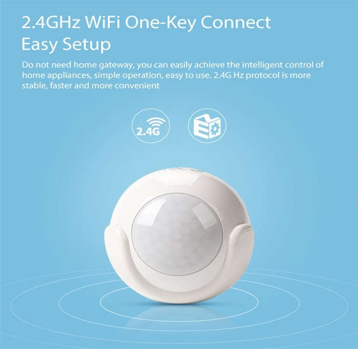 NEO NAS-PD01W Wireless WiFi PIR Detector Motion Sensor, Support Android / IOS systems & Ultra-bri...