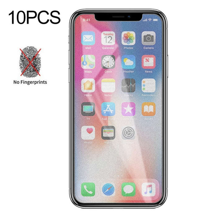 For iPhone X / XS / iPhone 11 Pro 10pcs Non-Full Matte Frosted Tempered Glass Film, For iPhone X ...