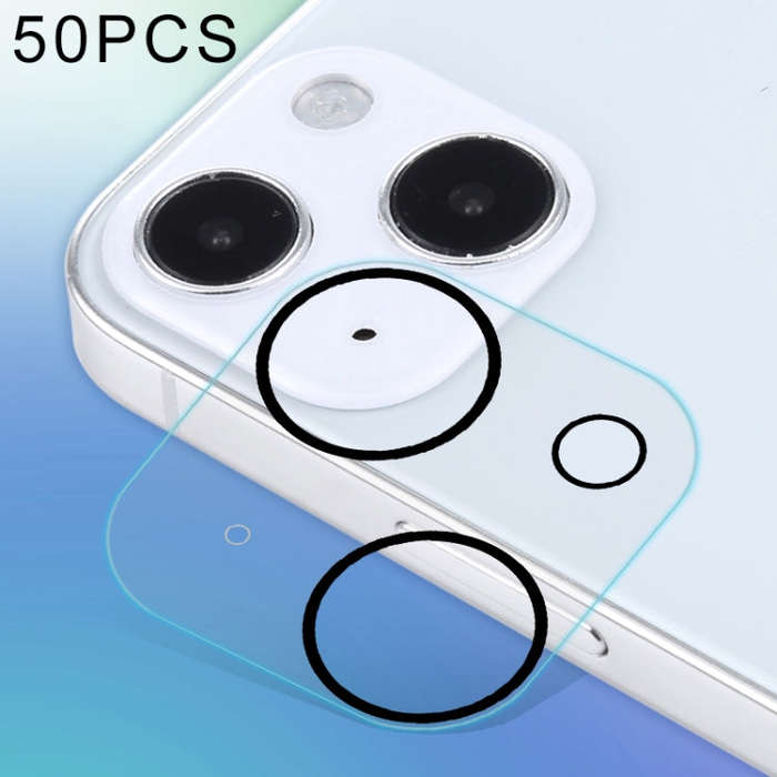For iPhone 13 mini 50pcs HD Anti-glare Rear Camera Lens Protector Tempered Glass Film, For iPhone...