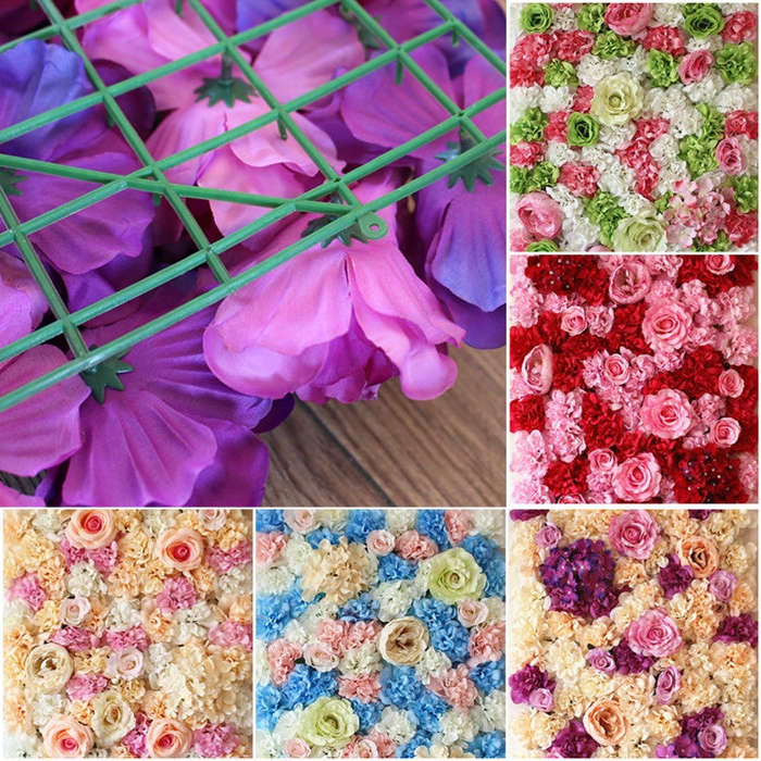 Blooming Rose Peony Hydrangea Artificial Encryption Flower DIY Wedding Wall Decoration Photo Back...