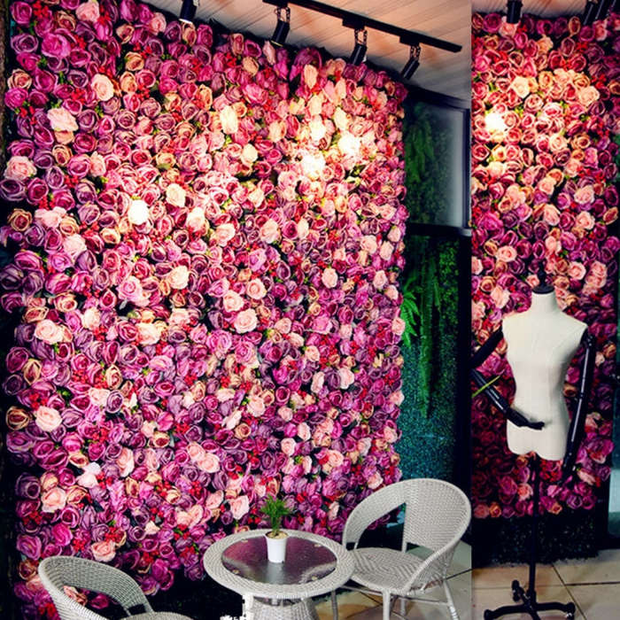 Blooming Rose Peony Hydrangea Artificial Encryption Flower DIY Wedding Wall Decoration Photo Back...