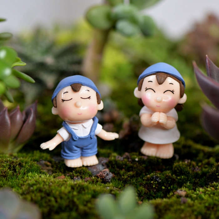 Lovers Smile Garden Dollhouse Decoration Moss Micro Landscape PVC Ornaments, Lovers Smile Pink, L...