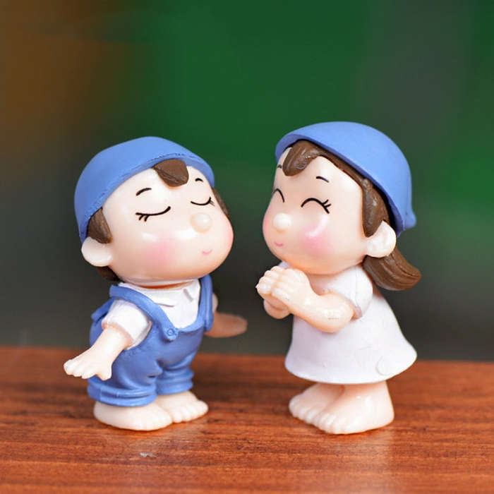 Lovers Smile Garden Dollhouse Decoration Moss Micro Landscape PVC Ornaments, Lovers Smile Pink, L...