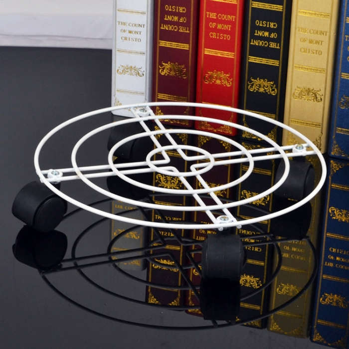 Iron Plant Flower Pot Stand Universal Wheel Moving Round Flower Pot Rack, Diameter: 30cm