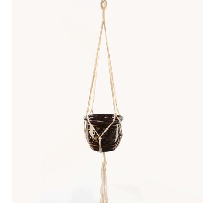 P007 Type Macrame Hanging Flower Pots Decoration Indoor Outdoor Braided Rope Hanging Planter Plan...