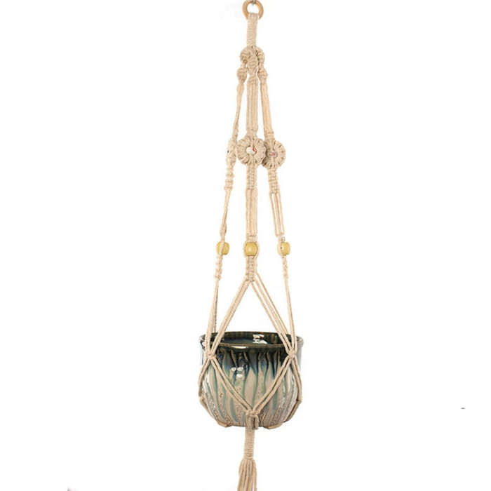 S001 Type Macrame Hanging Flower Pots Decoration Indoor Outdoor Braided Rope Hanging Planter Plan...