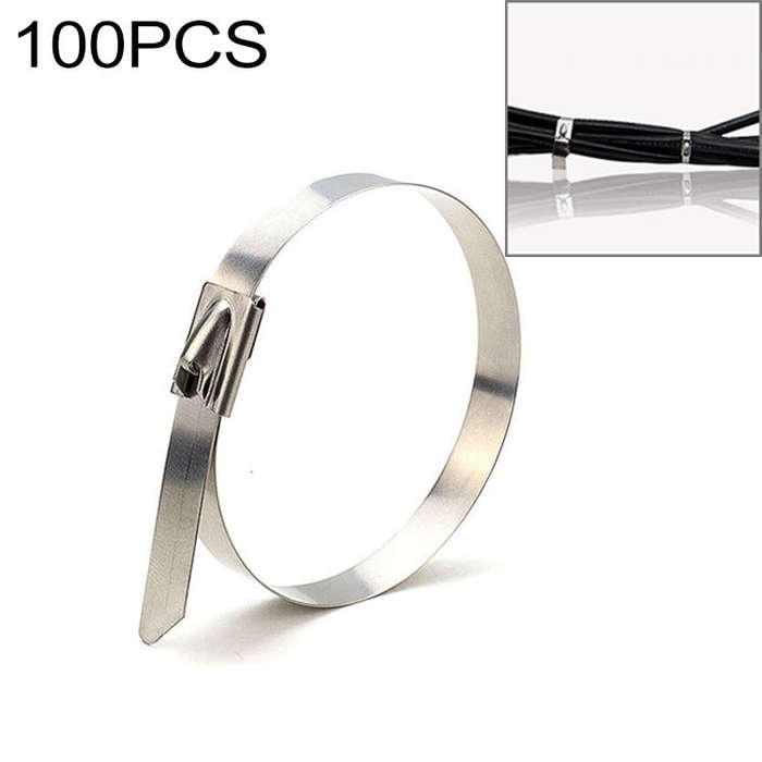 100 PCS 4.6x550mm Stainless Steel Metal Cable Ties Tie Zip Wrap Exhaust Heat Straps Induction Pip...