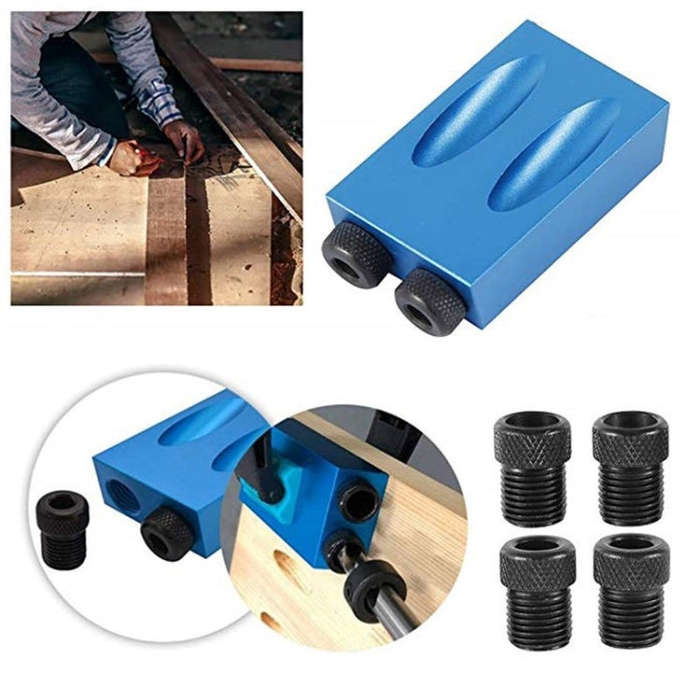 14-Piece Set 15 Degree Angular Oblique Aluminum Alloy Woodworking Hole Locator With The Bit, 14-P...