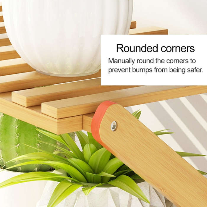 4-Layer Balcony Living Room Collapsible Solid Wood Flower Stand Potted Planting Shelves, Length: ...