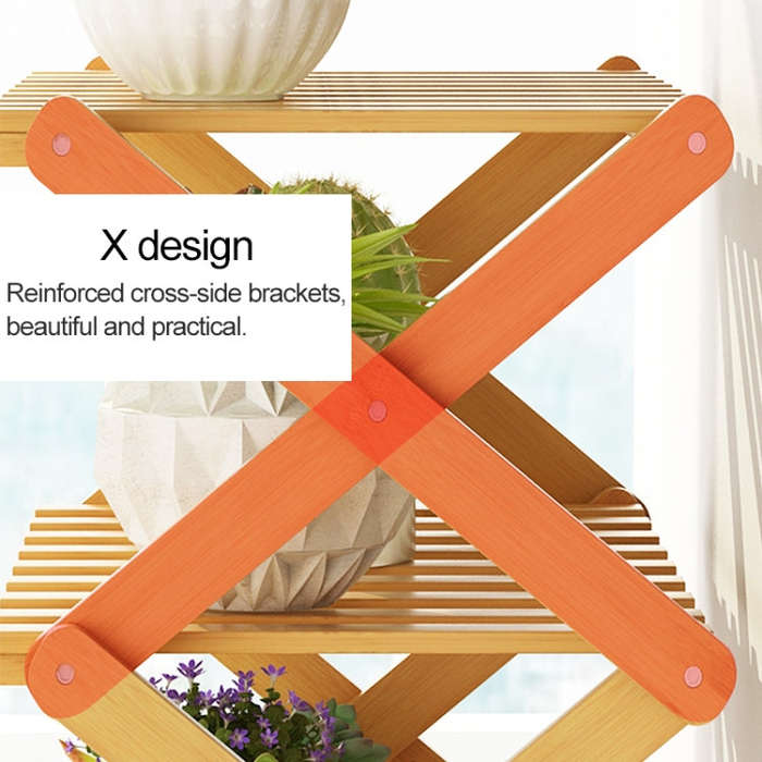 4-Layer Balcony Living Room Collapsible Solid Wood Flower Stand Potted Planting Shelves, Length: ...