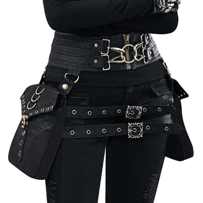 FBG003BK Ladies PU Leather Waist Bag, Size: 23 x 19.5cm, Strap Length: 130cm, 23 x 19.5cm