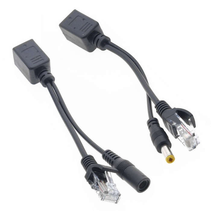 2 in 1 RJ45 POE Injector and Splitter Cable Set with 2.1x 5.5mm Female & Male DC Jack, 2.1x 5.5mm...