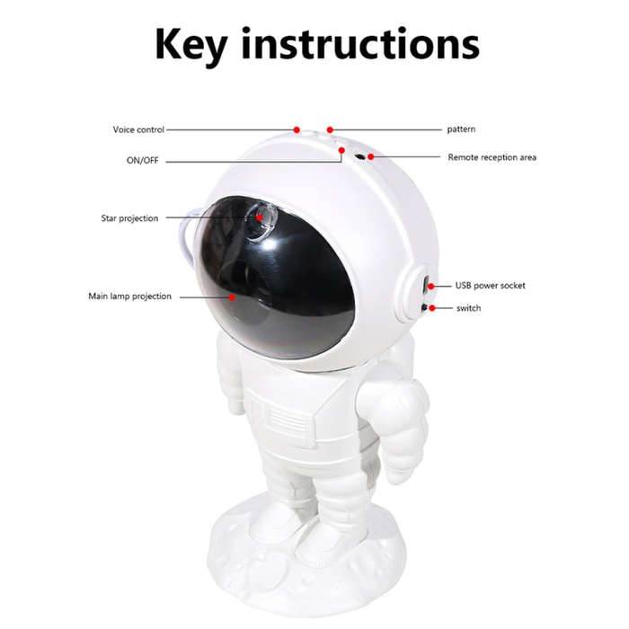 5W Astronaut Starry Sky Projection Lamp USB Night Light, 3