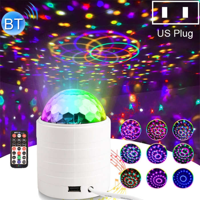 Bluetooth Crystal Magic Ball Stage Light with Remote Control, US Plug(White), PRC0573BEU, PRC0573...