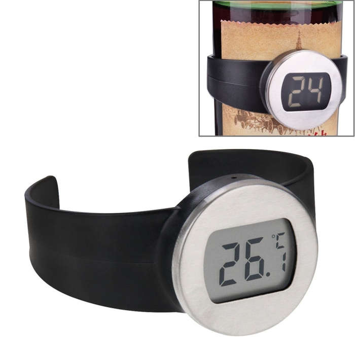 Celsius Degree Digital LCD Display Wine Bottle Thermometer, Suitable Bottle Diameter: 65-80mm (Bl...