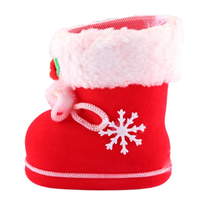 Santa Pattern Christmas Decoration Flocking Stocking Boot Candy Bag, Size: 9cm x 10cm x 5cm, Size...