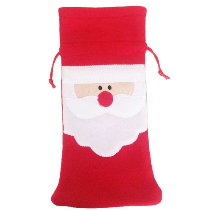 3 PCS Santa Pattern Christmas Dinner Table Decoration Plush Champagne Wine Bottle Bag, Santa Patt...