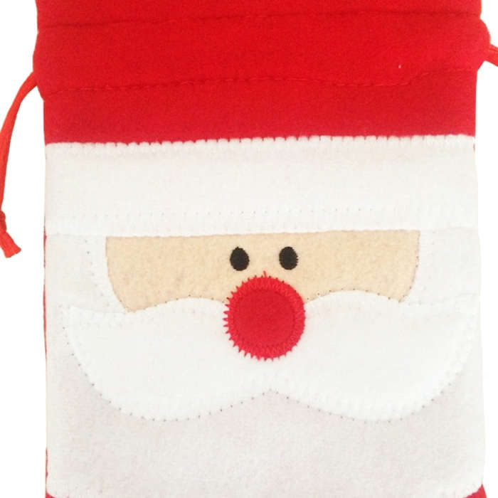 3 PCS Santa Pattern Christmas Dinner Table Decoration Plush Champagne Wine Bottle Bag, Santa Patt...