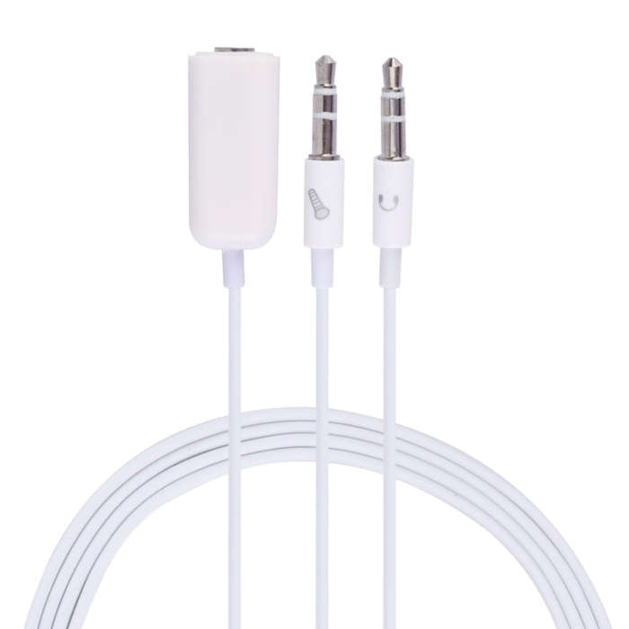 3.5mm Female to 3.5mm Male Microphone Jack + 3.5mm Male Earphone Jack Adapter Cable for Apple Com...