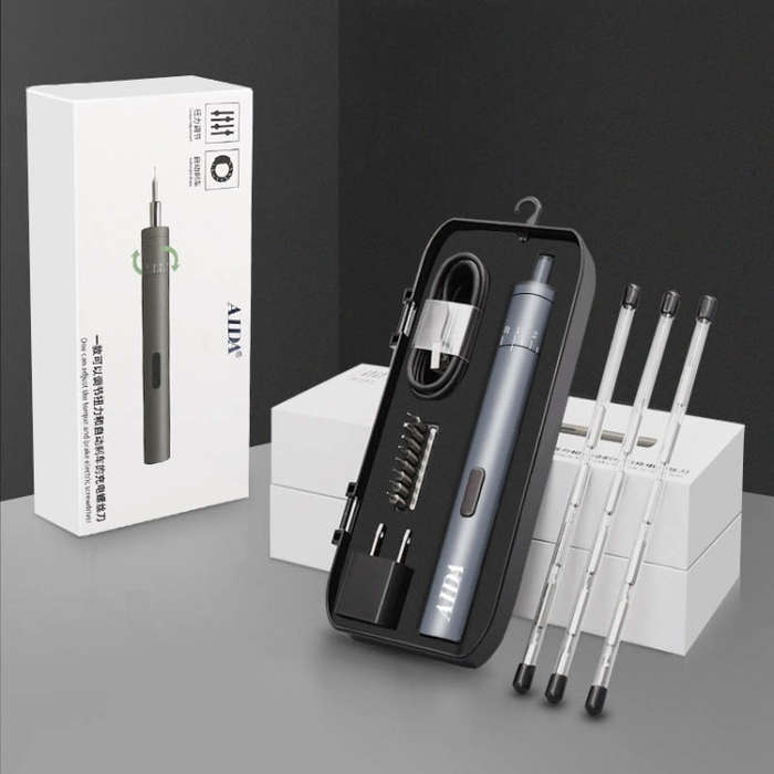 A-012 Rechargeable Lithium Battery Rechargeable Electric Drill Cordless Screwdriver Set with 8 Ge...