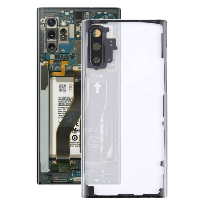 For Samsung Galaxy Note 10 N970 N9700 Transparent Battery Back Cover with Camera Lens Cover , For...