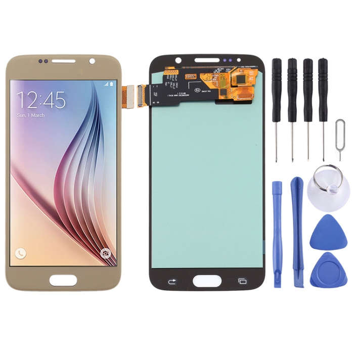 OLED Material LCD Screen and Digitizer Full Assembly for Samsung Galaxy S6, For Samsung Galaxy S6...
