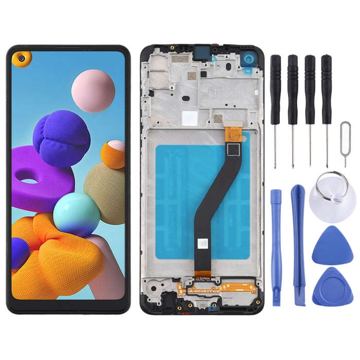 LCD Screen and Digitizer Full Assembly With Frame for Samsung Galaxy A21 / SM-A215, For Samsung G...