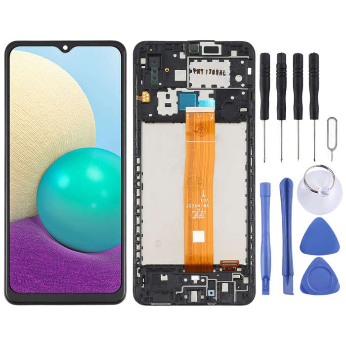 Original LCD Screen and Digitizer Full Assembly with Frame for Samsung Galaxy A02 SM-A022, For Sa...