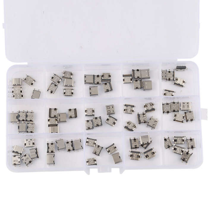 75 PCS/Set USB Type C Charging Port Connector 6Pin / 12Pin / 16Pin / 14Pin / 24Pin for Huawei / S...