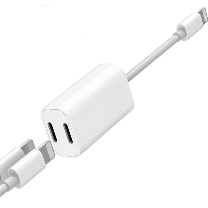 ZS-S1801 2 in 1 8 Pin Male to 8 Pin Charging + 8 Pin Audio Female Connector Earphone Adapter, Sup...