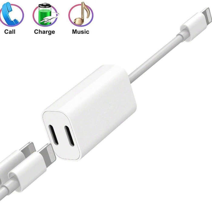 ZS-S1801 2 in 1 8 Pin Male to 8 Pin Charging + 8 Pin Audio Female Connector Earphone Adapter, Sup...