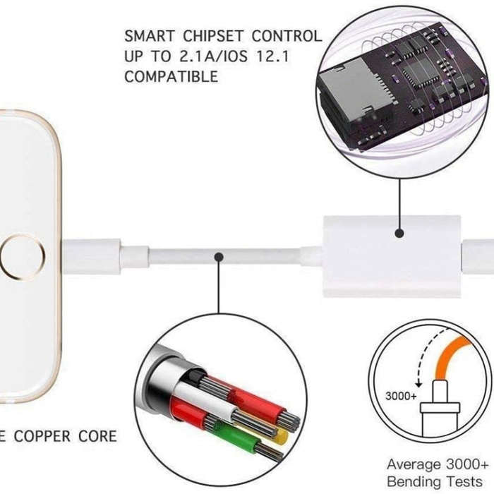 ZS-S1801 2 in 1 8 Pin Male to 8 Pin Charging + 8 Pin Audio Female Connector Earphone Adapter, Sup...
