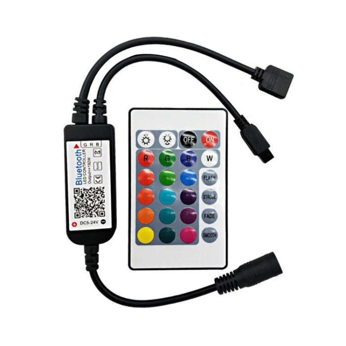Bluetooth LED RGB Controller with 24 Keys Infrared Controller for 5630 5050 3528 2835 LED Strip, ...