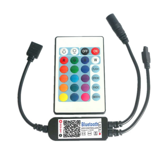 Bluetooth LED RGB Controller with 24 Keys Infrared Controller for 5630 5050 3528 2835 LED Strip, ...