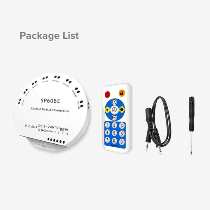 SP608E Dual Signal Output Mobile APP Control Bluetooth LED Controller Kit for WS2812B WS2811 1903...