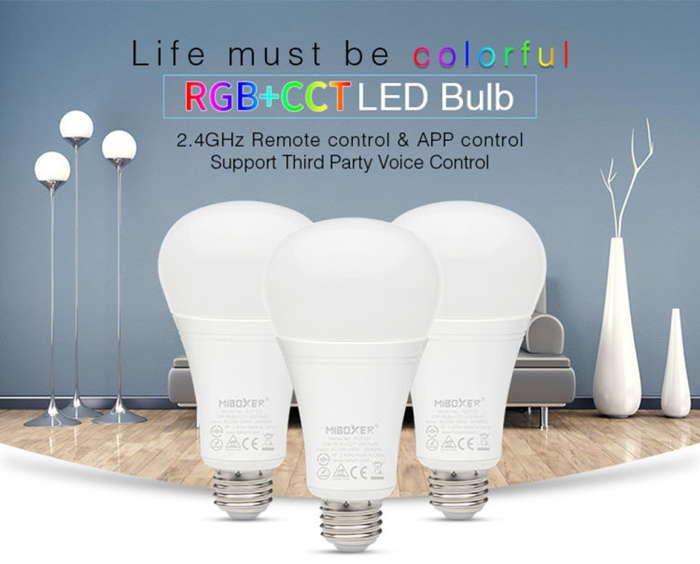 FUT105 12W RGB + CCT LED Bulb Light E27 Indoor Light 2.4G Remote Smart Phone APP Control Bedroom ...