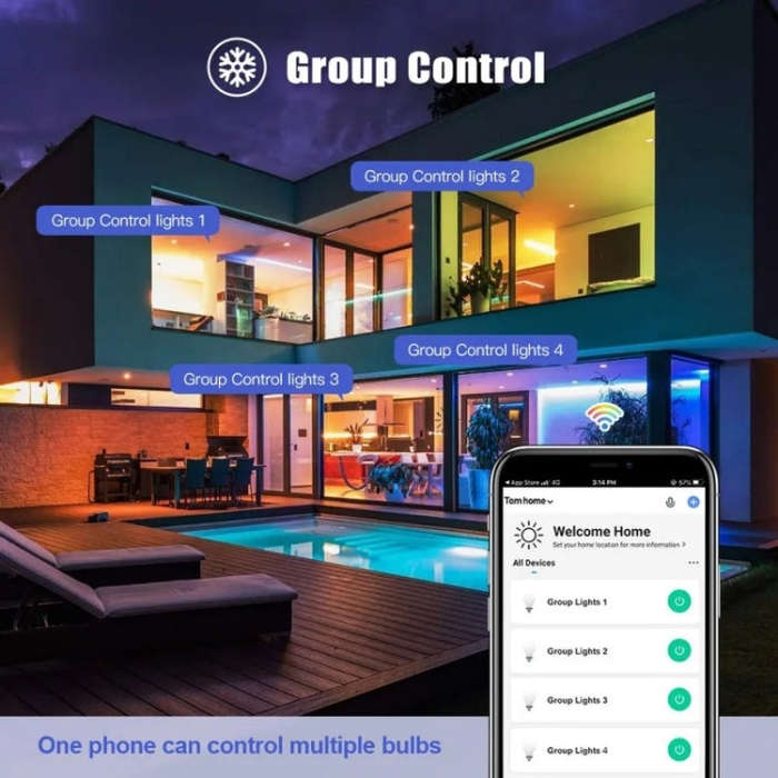 DP01 TUYA WiFi Smart Light Bulb 15W E26 E27 RGB + White + Warm White LED Bulb, 1PC