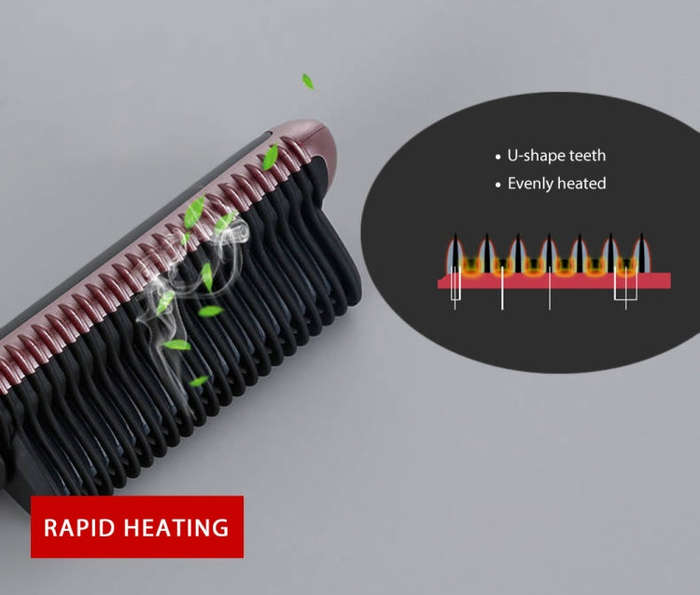 K-SKIN KD388A Electric Ceramic Hair Straightener Combs PTC Heating Hair Care Styling Comb Auto Ma...