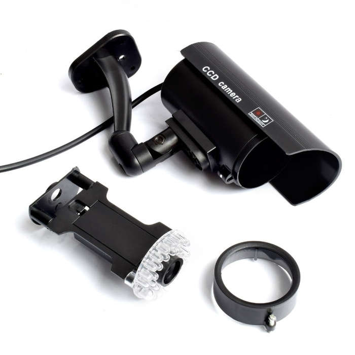 Waterproof Dummy CCTV Camera With Flashing LED For Realistic Looking for Security Alarm, black, S...