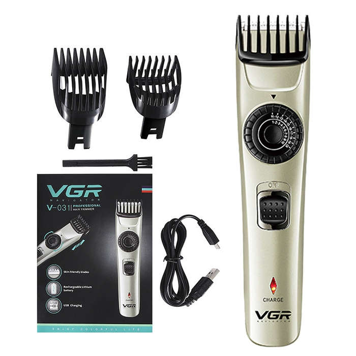 VGR V-031 5W USB Multi-size Controllable Self Trimming Hair Clipper, V-031