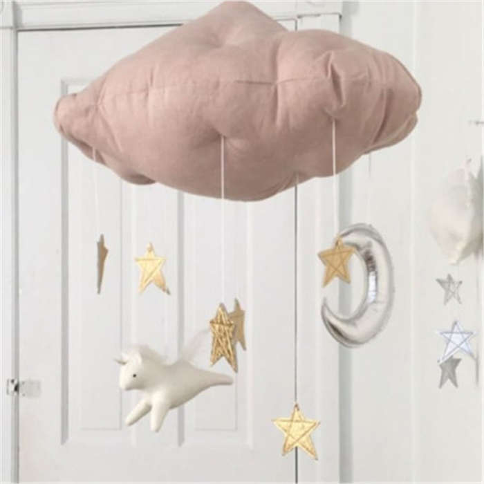 Baby Nursery Ceiling Mobile Party Decoration Clouds Moon Stars Hanging Decorations Kids Room Deco...