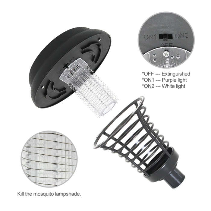 LED Solar Power Mosquito Repellent Bug Zapper Killer UV Lamp Insect Pest Outdoor Garden Lawn Land...