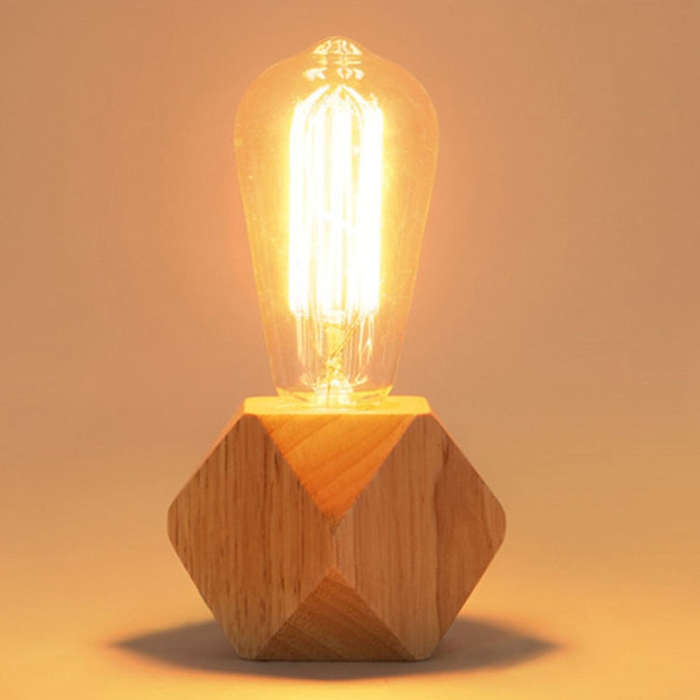Solid Wood Decoration LED Night Light Modern Minimalist Warm Bedroom Bedside Lamp Small Table Lam...