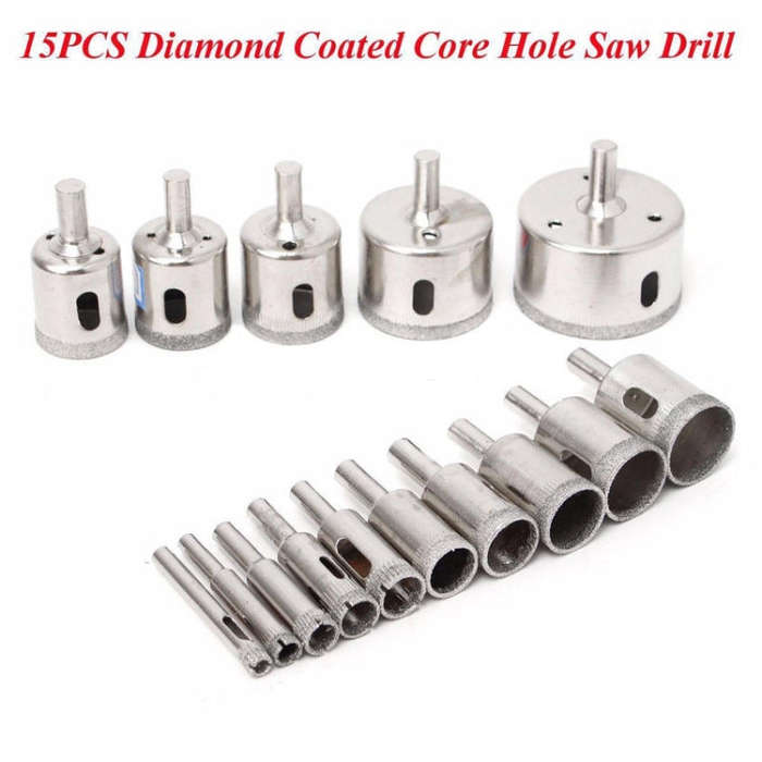 15 In 1 6-50mm Diamond Glass Hole Opener Ceramic Marble Hole Opener, 15 In 1 Diamond Glass Hole O...