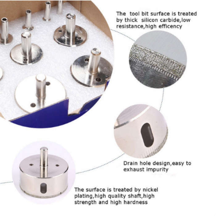 15 In 1 6-50mm Diamond Glass Hole Opener Ceramic Marble Hole Opener, 15 In 1 Diamond Glass Hole O...